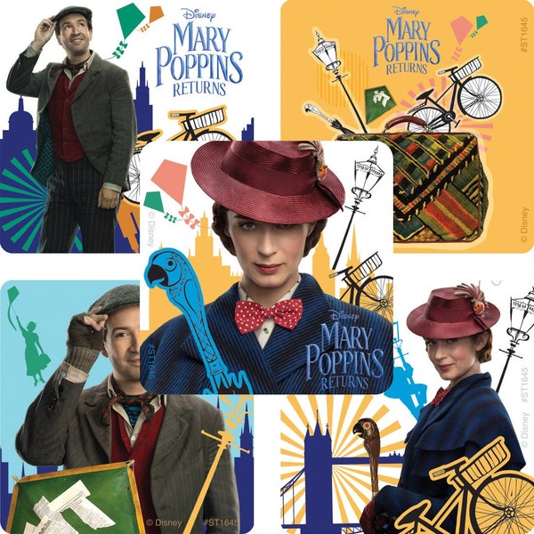 Mary Poppins Stickers - Mary Poppins Returns Party - Envelope Seals, Party Favors, Reward Charts Parents Merit Awards Teachers Birthday