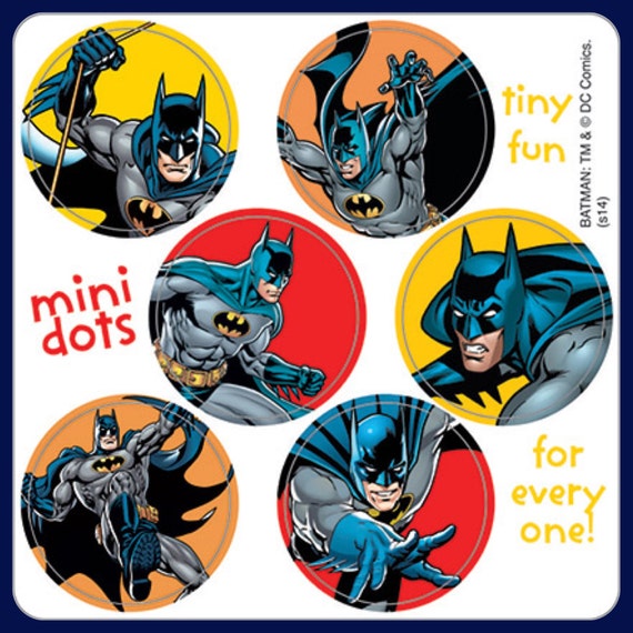 Licensed Batman Dots Stickers Envelope Seals, Party Favours, Reward Charts  Parents, Merit Awards Teachers Smaller Version 
