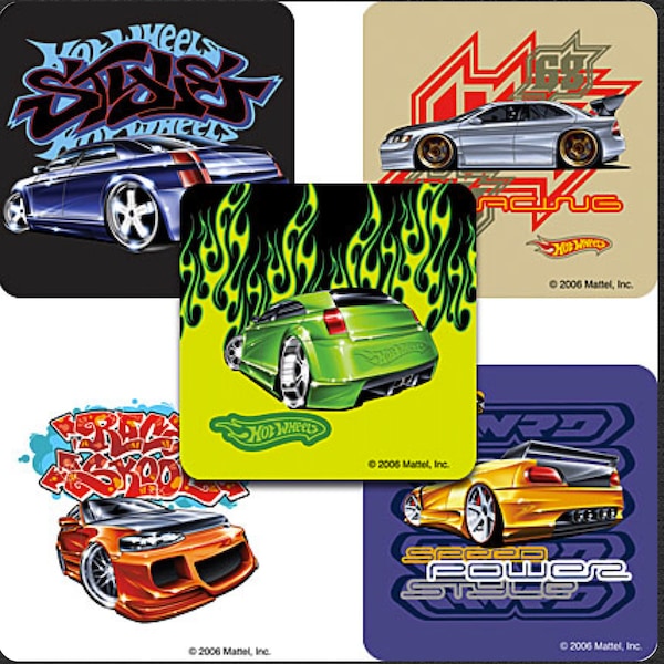 Hot Wheels Stickers - Birthday Party - Envelope Seals, Party Favors, Reward Charts for Parents, Merit Awards Teachers - Race Cars Monster