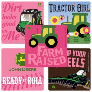 John Deere ステッカー - ピンク John Deere ガールズ - 封筒シール、パーティーの記念品、ご褒美表、親、功績賞、先生の誕生日パーティー
