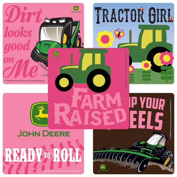 John Deere Stickers - Pink John Deere Girls - Envelope Seals, Party Favors, Reward Charts Parents, Merit Awards Teachers Birthday Party