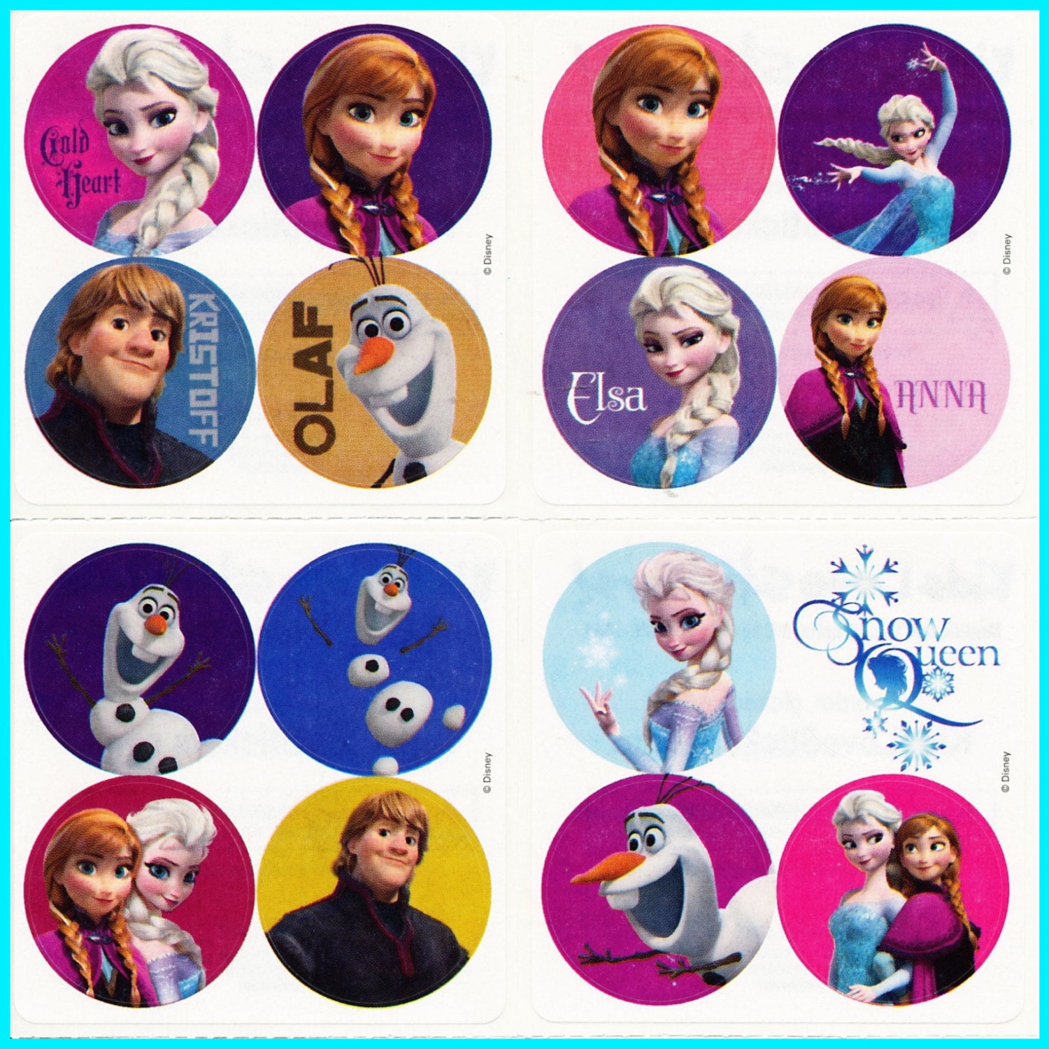 Rewards Large Stickers Party Favors 15 Frozen Anna and Elsa 
