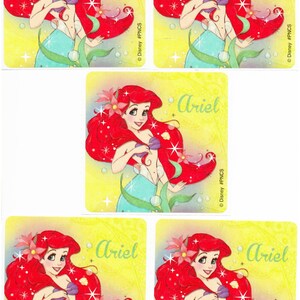 Disney Princess Ariel Stickers - Sceaux d’enveloppe, faveurs, tableaux de récompense Mérite - Ariel Blanche-Neige Raiponce Aurora Cendrillon - Petite Sirène
