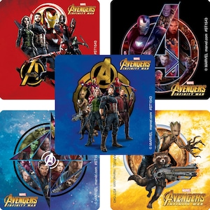 ヒーローズ アベンジャーズ ステッカー - アベンジャーズ インフィニティ ウォー パーティー - 封筒シール、パーティーの記念品、保護者への報酬表、教師への功労賞