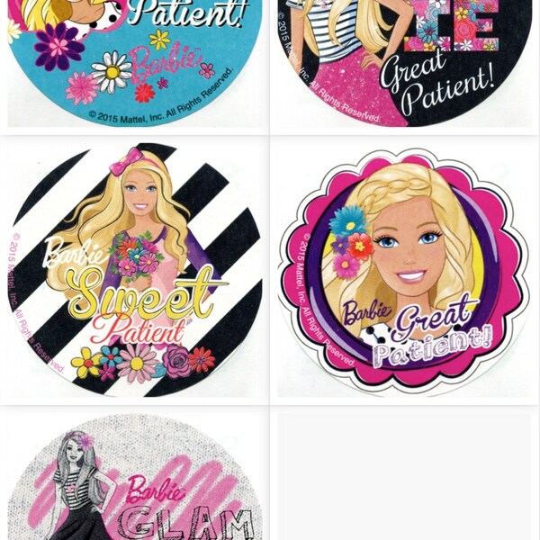 Licensed Barbie Stickers Patient Rewards - Barbie Great Patient - Doctor Stickers, Reward Stickers, Medical Stickers Nurses Dentists