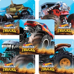 Sous licence *** Stickers Hot Wheels - Monster Trucks, fournitures de fête d'anniversaire, cadeaux, tableaux de récompenses, récompenses au mérite, planificateur d'autocollants pour enseignants