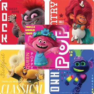 Trolls Stickers - Trolls World Tour - Umschlag Siegel, Partygeschenke, Belohnungstabellen Eltern, Verdienst Geburtstagsparty Poppy Planer Aufkleber St 2