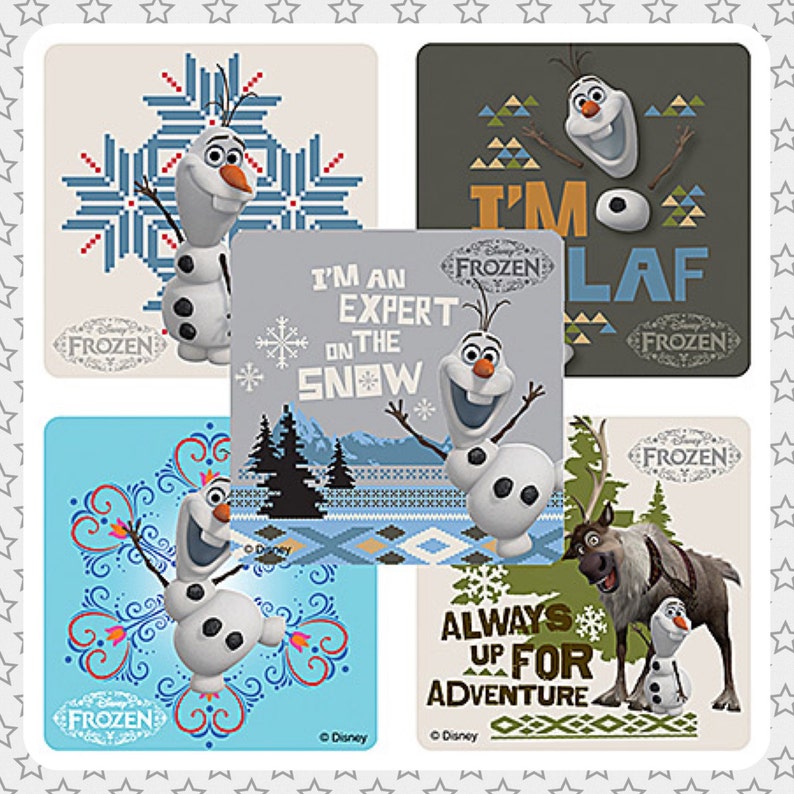 olaf snow stickers envelope seals favours reward charts etsy