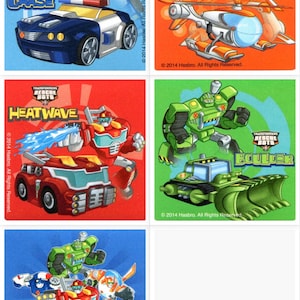 レスキューボットステッカー - トランスフォーマーステッカー - 封筒シール、パーティーの記念品、報酬表、保護者の功績賞、教師の誕生日パーティー