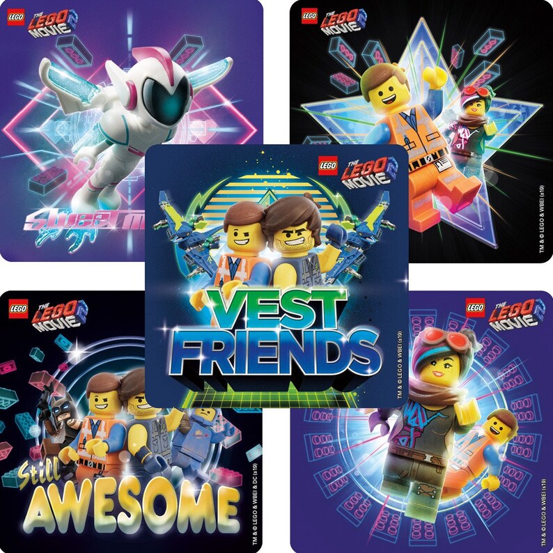 Licensed Lego Movie Stickers lego Movie 2 Lego Party Envelope Seals