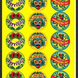 Pegatinas de Rascar y Oler -Hacer Premios al Mérito, Tablas de Recompensas, Scrapbooking, Foto Segura - Scratch n Sniff PINEAPPLE SCENT Frogs Stickers