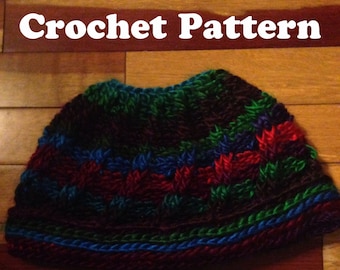 Crochet Messy Bun Hat Pattern, Swirly Striped Crochet Pattern, Messy Bun Hat, Striped Crochet Pattern, Crochet Hat, Fall Hat, Trendy Hat PDF