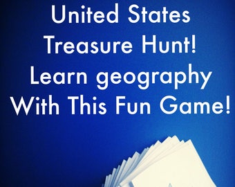 United States Game, Geography Treasure Hunt, Educational Scavenger Hunt, State Scavenger Hunt, State Capital Game, Educational Party Game
