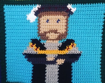 Shakespeare Graph, Henry VIII patroon, Shakespeare haak, haakpatroon, C2C Graphghan, 50x50 grafiek, Shakespeare haak, koning Henry