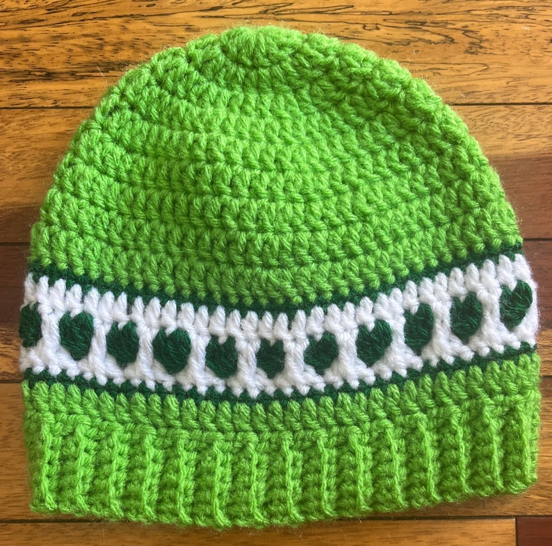 heart hat in various sizes and colors child green