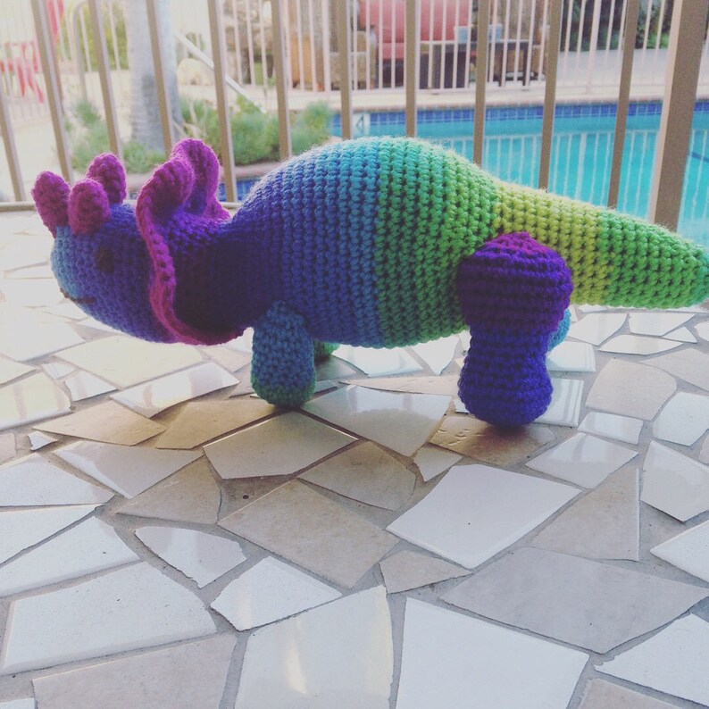 Triceratops Plushie, Triceratops Stuffie, Dinosaur Stuffed Animal, Rainbow Dinosaur, Dinosaur Toy, Triceratops Toy, Purple Toy, Yellow Toy image 5