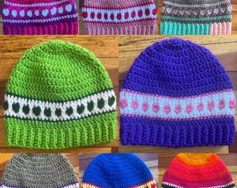 heart hat in various sizes and colors