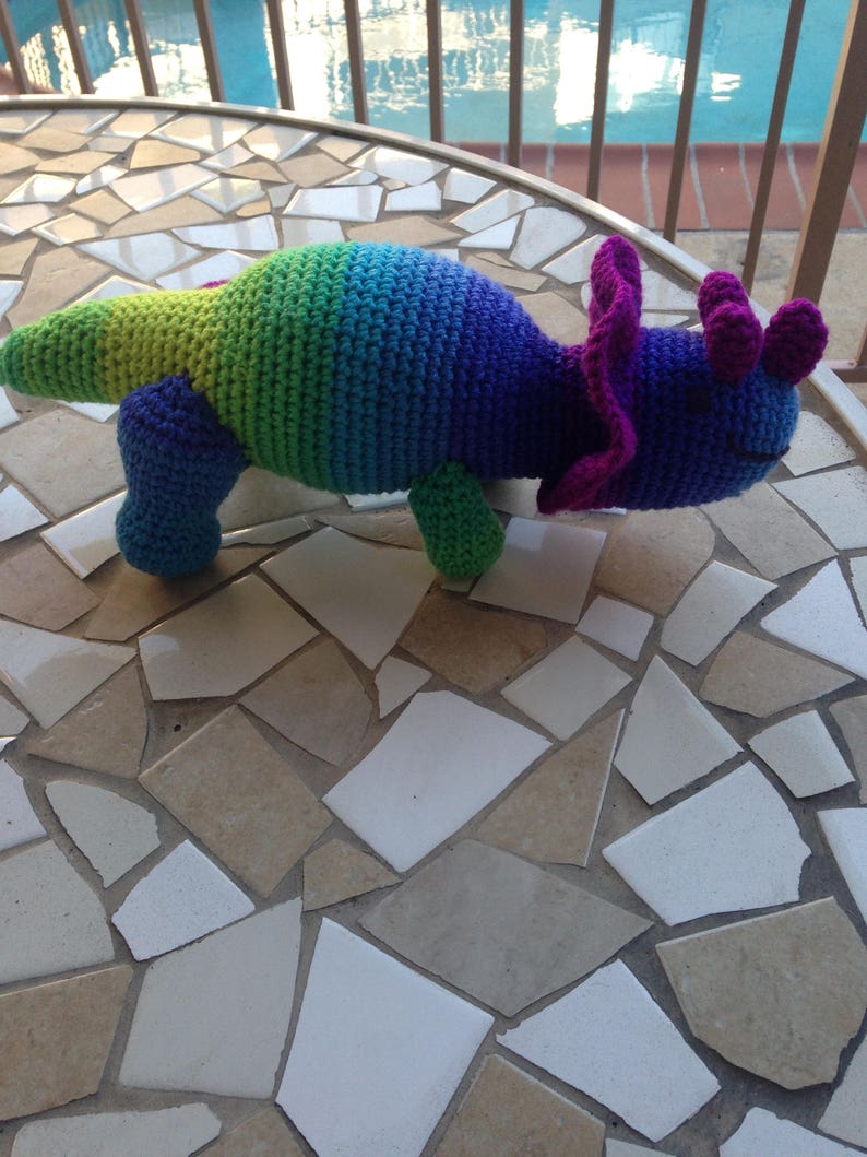 Triceratops Plushie, Triceratops Stuffie, Dinosaur Stuffed Animal, Rainbow Dinosaur, Dinosaur Toy, Triceratops Toy, Purple Toy, Yellow Toy image 3