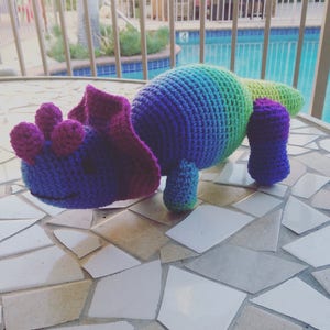 Triceratops Plushie, Triceratops Stuffie, Dinosaur Stuffed Animal, Rainbow Dinosaur, Dinosaur Toy, Triceratops Toy, Purple Toy, Yellow Toy image 1