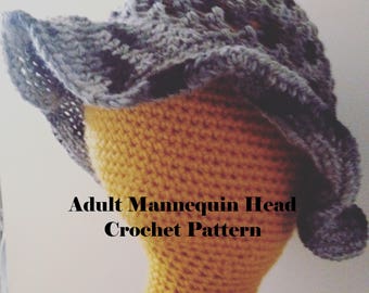 Mannequin Head, Crochet Pattern, Adult Head Pattern, Adult Model Head, Craft Show Prop, How to Make It, Adult Mannequin, Crochet Head