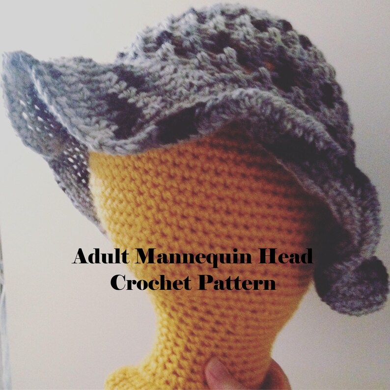 Mannequin Head, Crochet Pattern, Adult Head Pattern, Adult Model Head