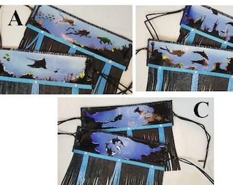 Divers, deep sea, sea turtles, killer whales, hammer head shark, hand painted boot cuffs