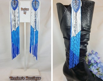Tear drop- faux pearl boot jewelry-hand painted-silver leaf