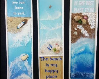 Beach scenes, resin art, cute wall hangings, 3d art, surfing, turtles