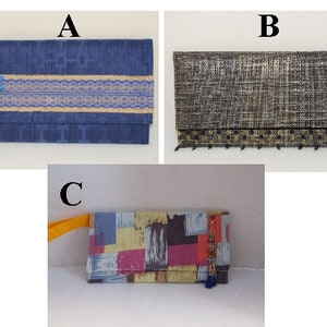 Clutch purse, hand held, crystals, burlap, water repellent