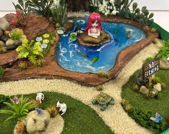 Mermaid, fish pond, little mermaid,