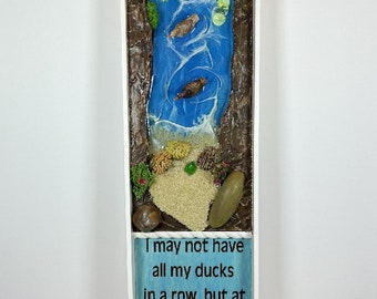 Duck pond, resin pond, frog, rabbit, ducks in a row, wall art,