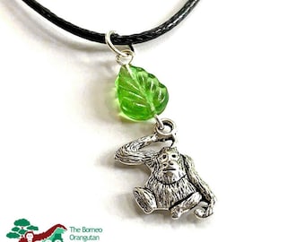 Orangutan Charm Necklace, Borneo Charity Fundraiser, Ape Lover Gift, Hypoallergenic