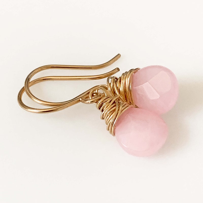 Rectangular Handcrafted Pink Stone Drop Earrings
