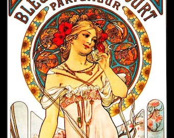 Alphonse Mucha Art Nouveau Poster Magnetic Canvas Print Fridge Magnet 7x16.5