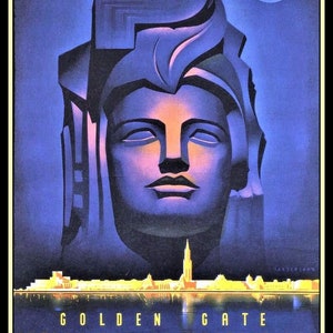 San Francisco Worlds Fair 1940 Vintage Canvas Druck Poster Kühlschrankmagnet 6x8 Groß