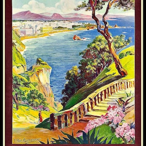 Biarritz Francia Vintage Cartel de Viaje FRIDGE MAGNET 6x8 Grande