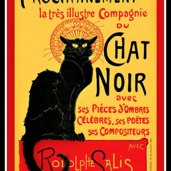 Chat Noir The Black Cat Rodolphe Salis Canvas Print Fridge Magnet 12x16.5 Large