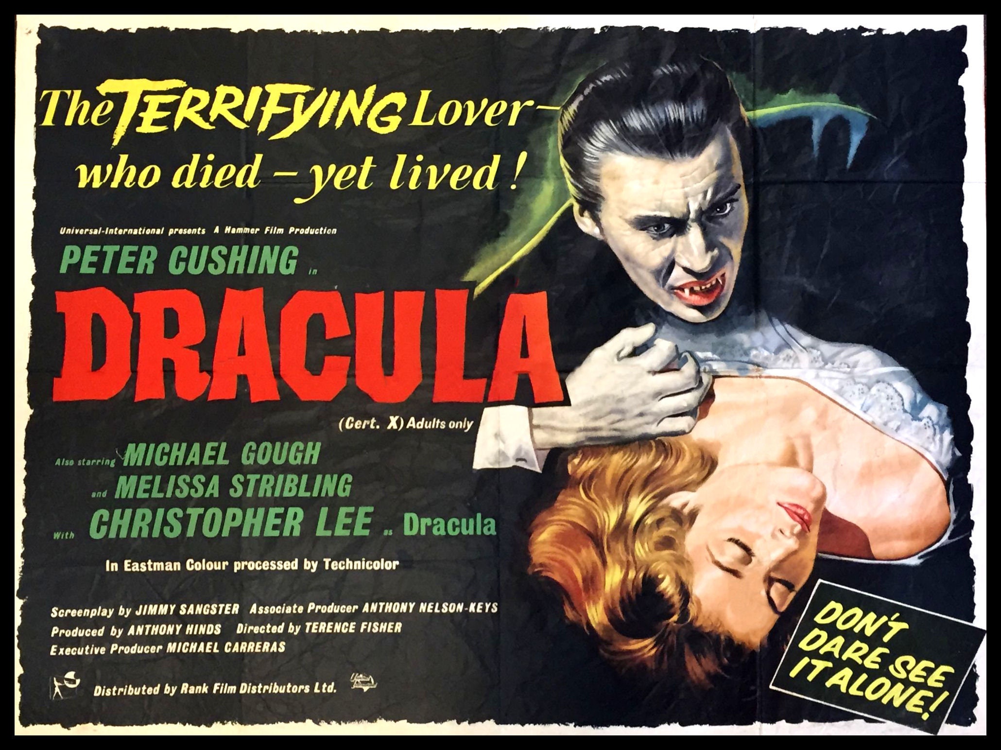 Dracula Movie Poster Christopher Lee Canvas Print Fridge - Etsy