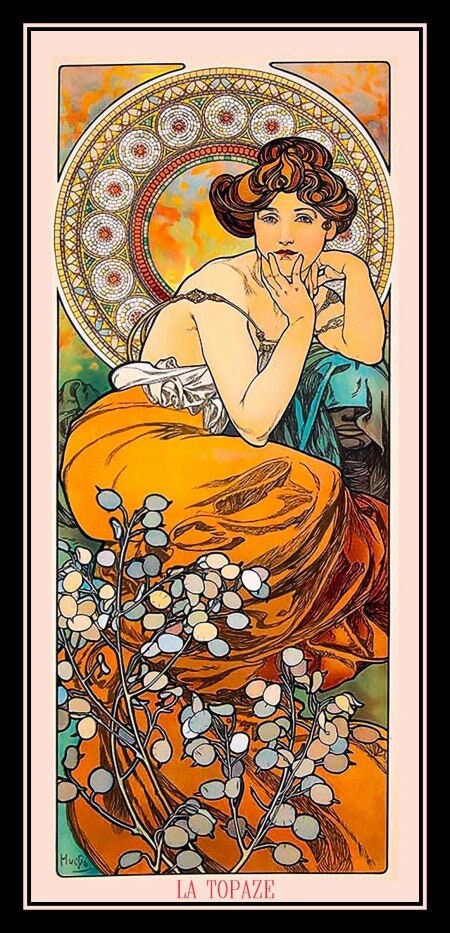 La Topaze Alphonse Mucha Art Nouveau Vintage Canvas Print Fridge