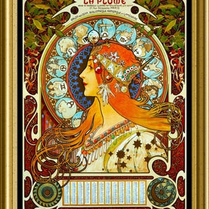 Aimant de réfrigérateur 12x16 pouces (30x40 cm) - Reproduction d'art vintage sur toile d'Alphonse Mucha