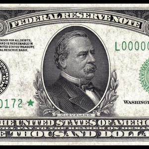 1000 Moeda dos EUA American Money Dollar ÍMÃ DE GELADEIRA 4x7 Grande