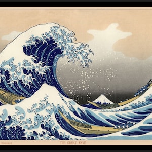 The Great Wave of Kanagawa Katsushika Hokusai japanische Kunst Leinwand Druck Kühlschrank Magnet 12x16.5