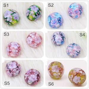 Lampwork 12mm 14mm flower glazed Bead Glass Beads Flower Bead Charm DIY bracelets Glaze bead supply image 2