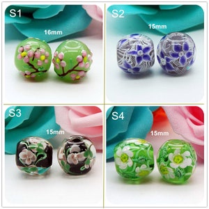 Lampwork Flower Glaze Bead Art Glass Beads Charm Bracelet DIY bracelets Japanese Style Gift Bead Supply