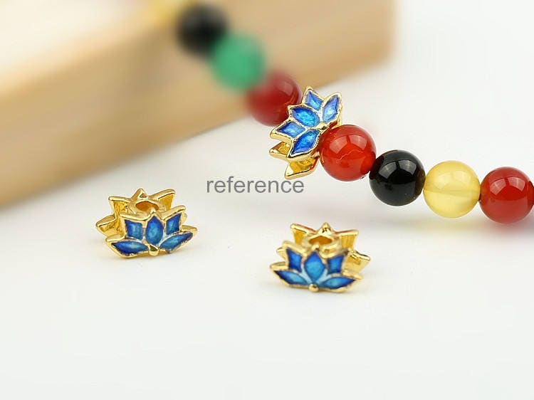 Cloisonne Bead Lotus Flower Spacer Beads Loose Bead Enamel Etsy