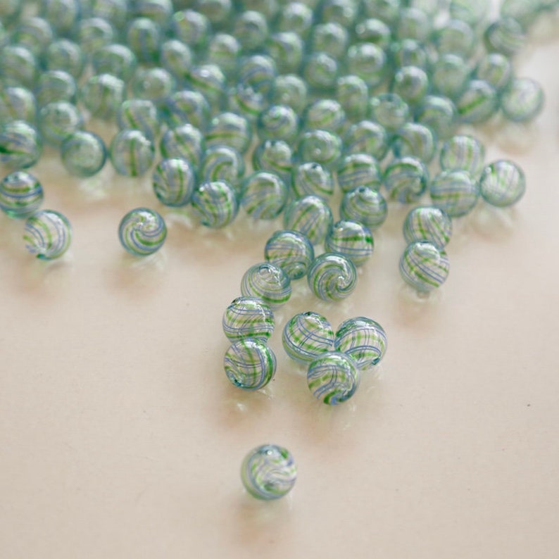 14mm Glaze Bead Lampwork Stripe Hollow Glass Bead Glass Beads Etsy UK