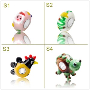 9.25 Silver Lampwork Christmas Star Animal Turtle Chicken Glass Beads Gift Bead Fit European Charm Bracelets bracelets Big Hole Bead