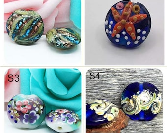 Lamp work 20mm Flower Art Paint Glass Beads Sweater Chain Glaze Bead Charm Flat Bead Seastar Beads DIY bracelets Bead Supply