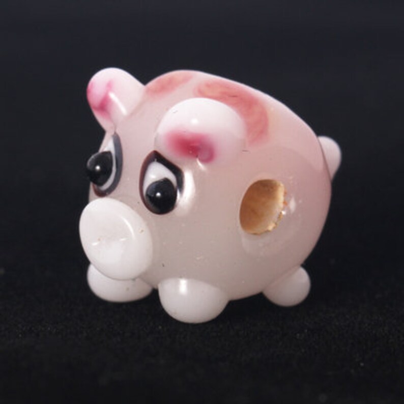 Glazed Bead Pig Animal Glass Beads Handmade Bead Fun Bead Etsy