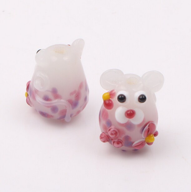 Glazed Bead 14x19mm Glass Beads Flower Mouse Bead Charm Etsy
